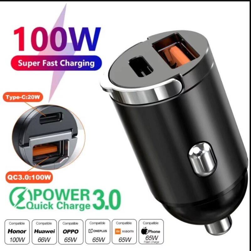 Mini Electronics Gadgets - Mini Caricabatterie da Auto 100W PD